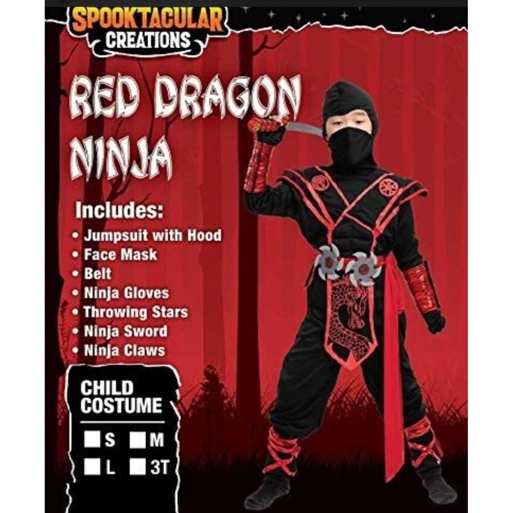 RED DRAGON NINJA Costume CHILD LARGE Halloween Spooktacular Creation NIP